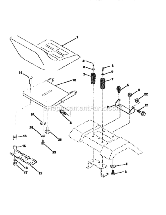 Page E Diagram and Parts List for 917258535  Craftsman Lawn Tractor