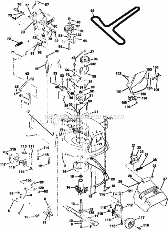 Page J Diagram and Parts List for 917258544  Craftsman Lawn Tractor