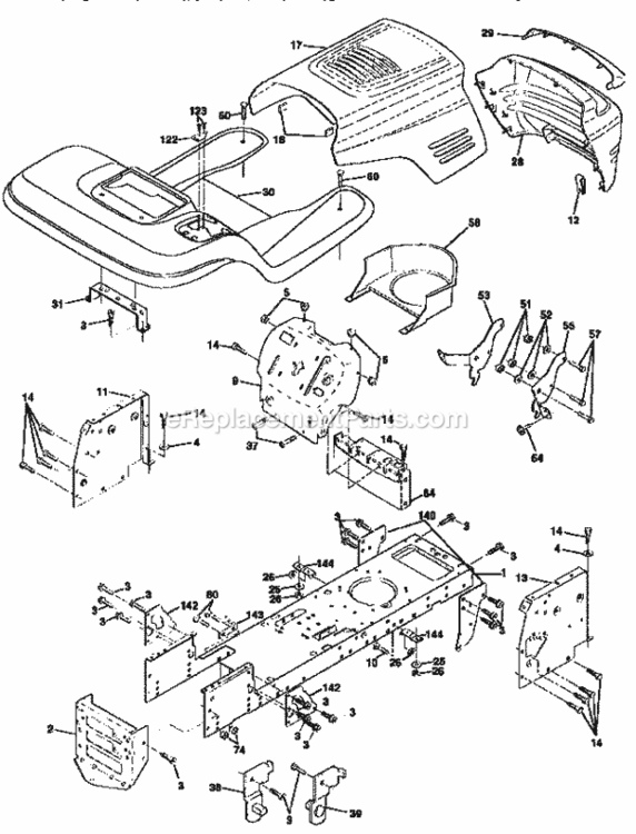 Page B Diagram and Parts List for 917258550  Craftsman Lawn Tractor
