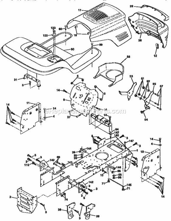 Page B Diagram and Parts List for 917258551  Craftsman Lawn Tractor