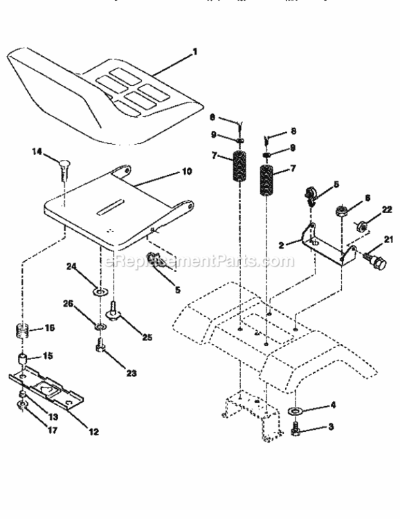 Page E Diagram and Parts List for 917258551  Craftsman Lawn Tractor
