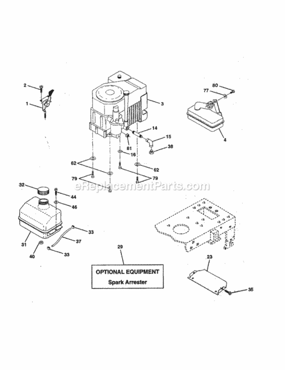 Page H Diagram and Parts List for 917258552  Craftsman Lawn Tractor