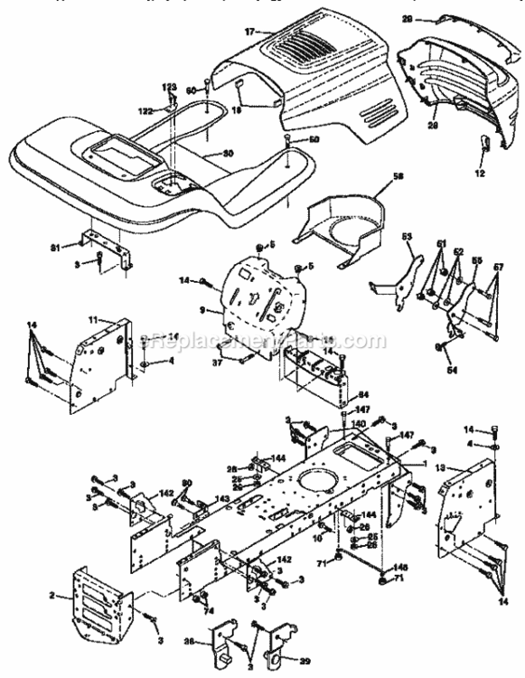Page B Diagram and Parts List for 917258553  Craftsman Lawn Tractor