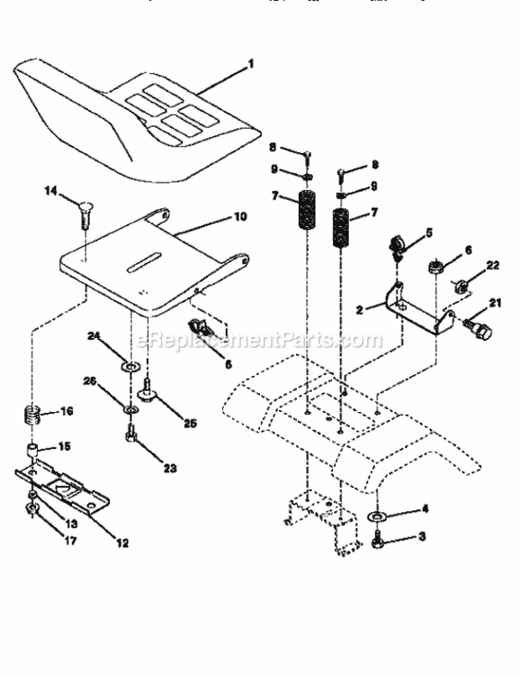 Page E Diagram and Parts List for 917258553  Craftsman Lawn Tractor