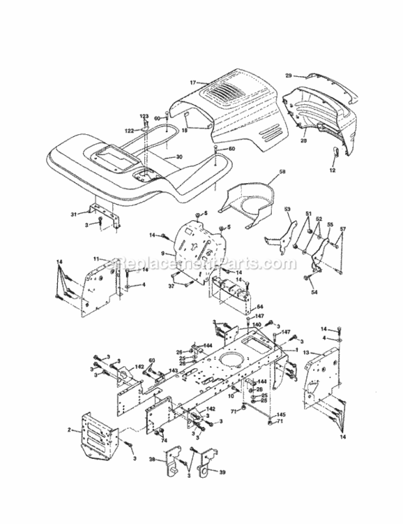 Page B Diagram and Parts List for 917258554  Craftsman Lawn Tractor
