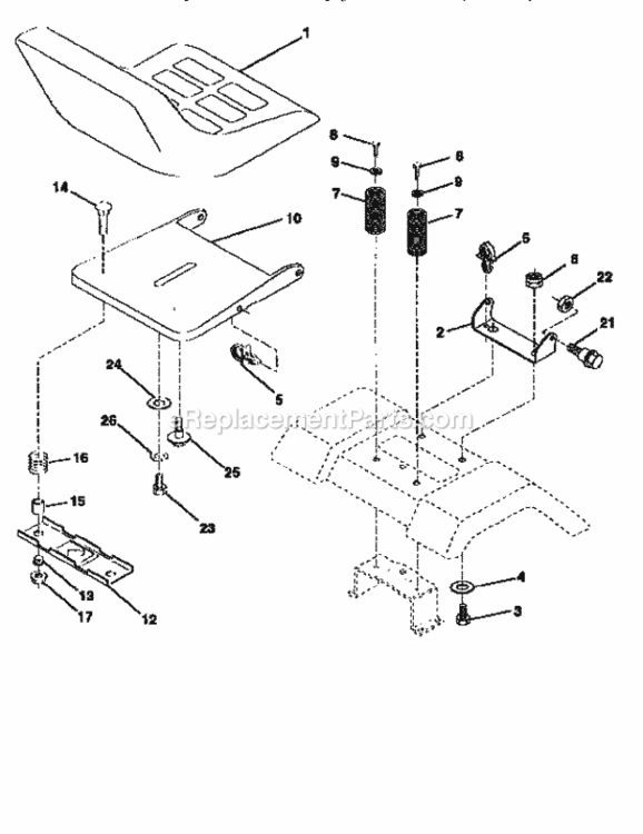 Page E Diagram and Parts List for 917258555  Craftsman Lawn Tractor
