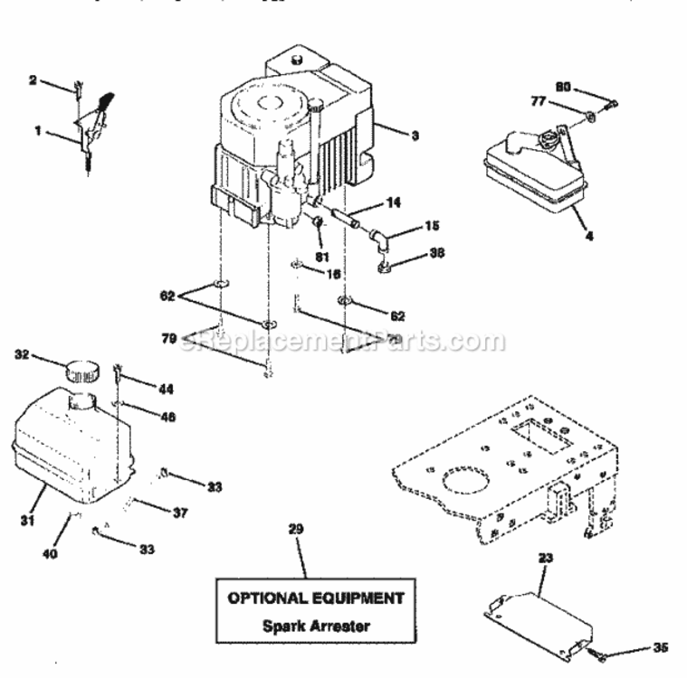 Page H Diagram and Parts List for 917258555  Craftsman Lawn Tractor