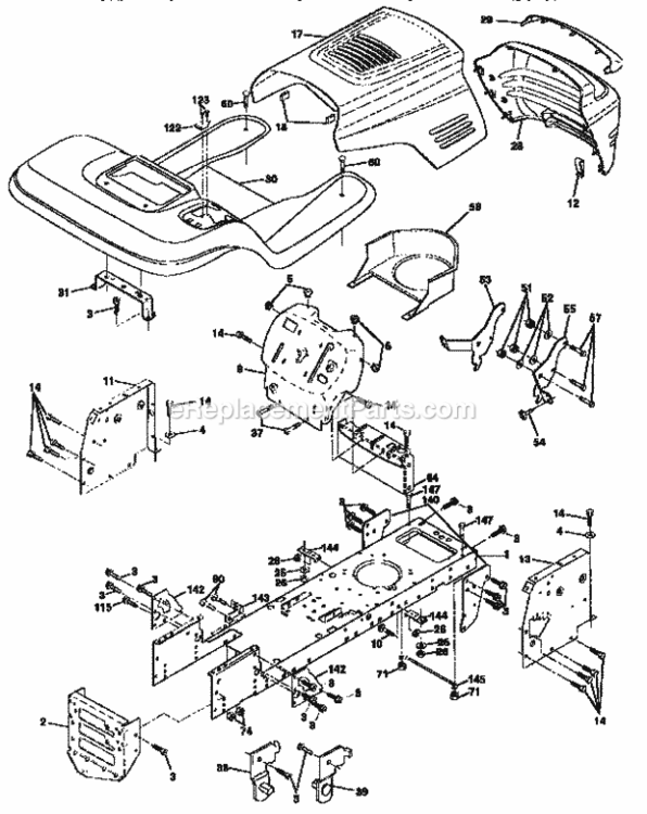 Page B Diagram and Parts List for 917258557  Craftsman Lawn Tractor