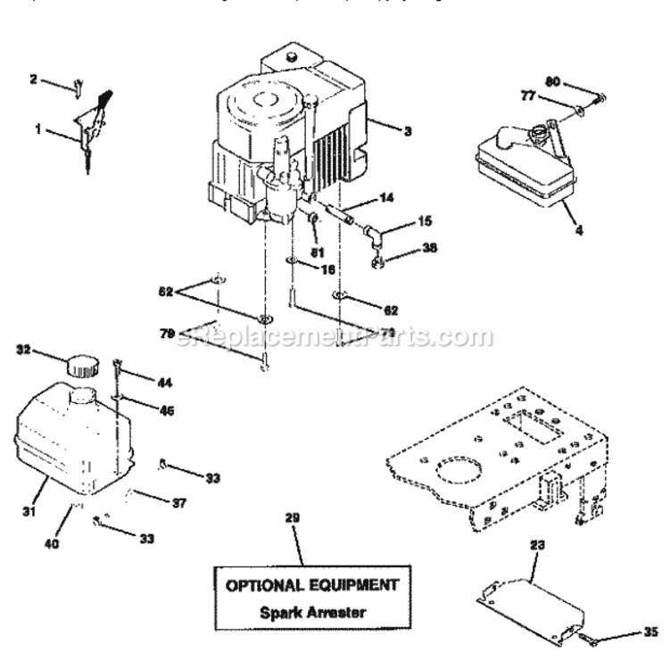 Page H Diagram and Parts List for 917258557  Craftsman Lawn Tractor