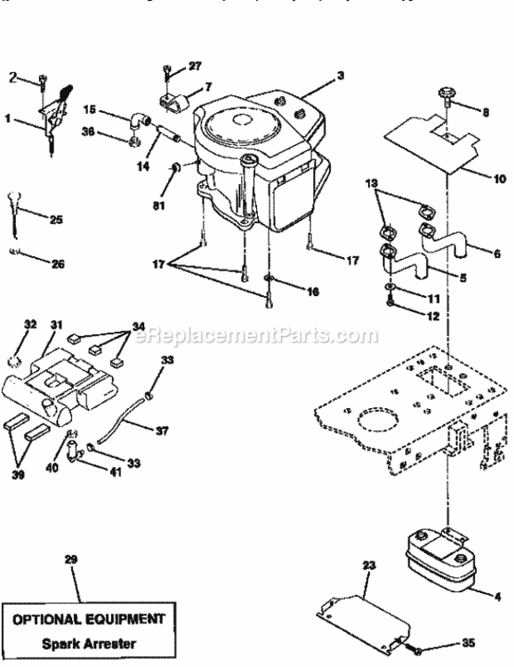 Page E Diagram and Parts List for 917258560  Craftsman Lawn Tractor