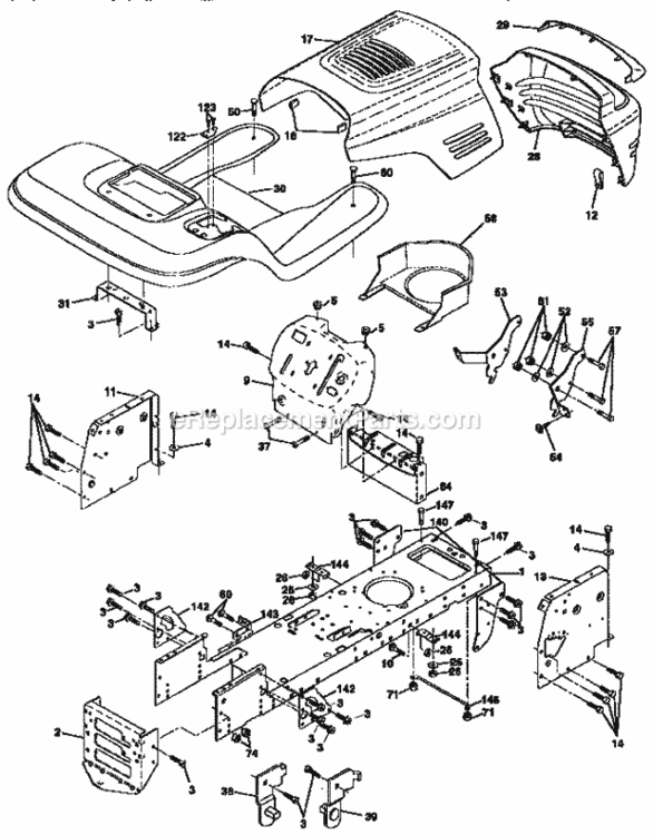 Page B Diagram and Parts List for 917258561  Craftsman Lawn Tractor