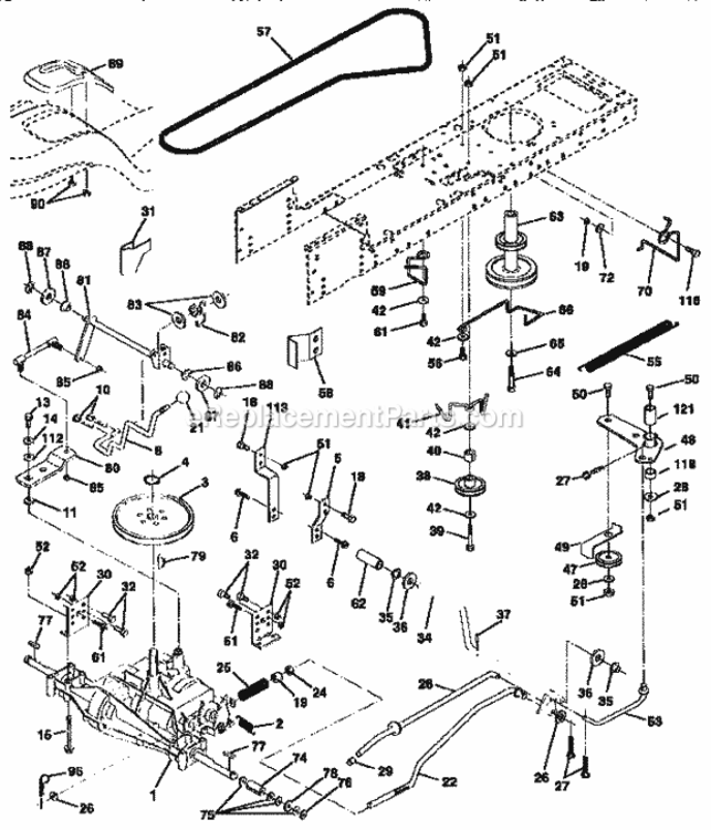 Page C Diagram and Parts List for 917258561  Craftsman Lawn Tractor