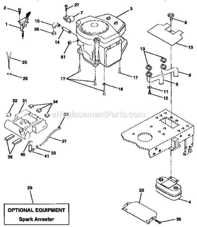 Page E Diagram and Parts List for 917258561  Craftsman Lawn Tractor