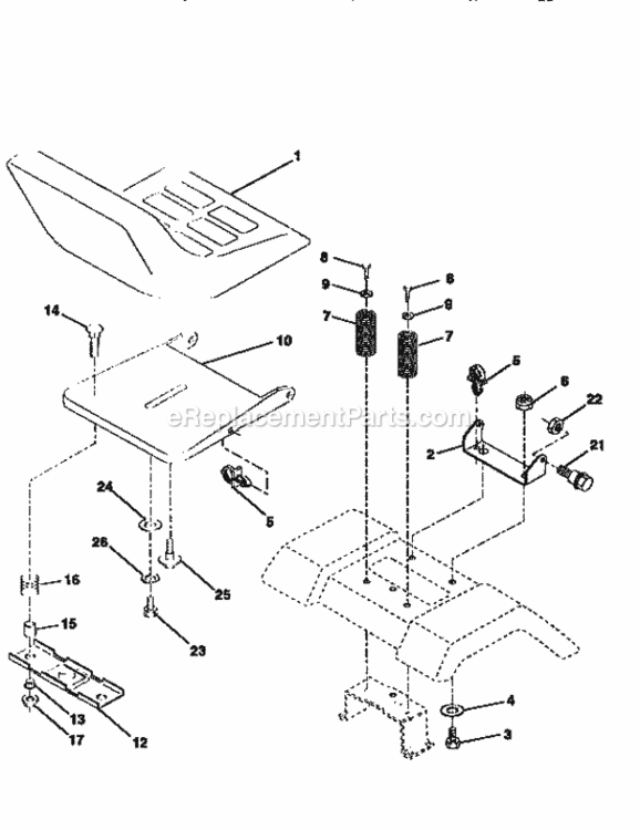 Page H Diagram and Parts List for 917258564  Craftsman Lawn Tractor