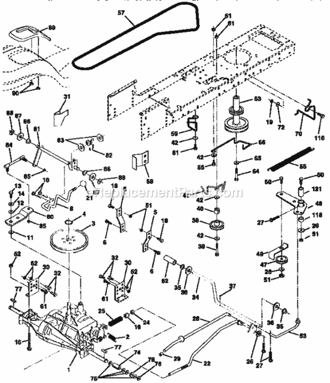 Page C Diagram and Parts List for 917258565  Craftsman Lawn Tractor