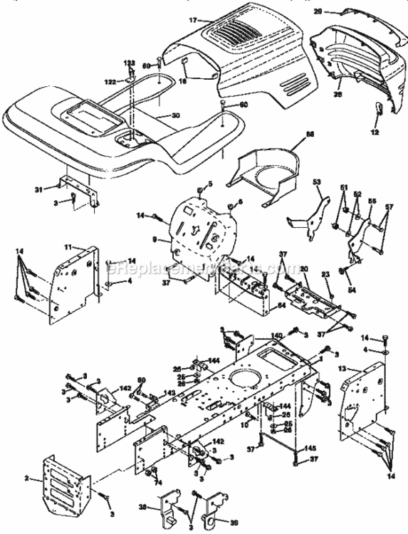 Page B Diagram and Parts List for 917258566  Craftsman Lawn Tractor
