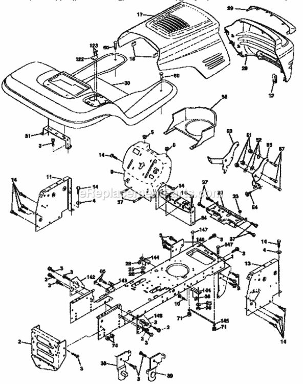 Page B Diagram and Parts List for 917258572  Craftsman Lawn Tractor