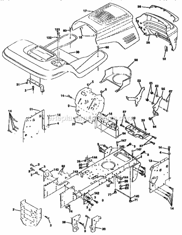 Page B Diagram and Parts List for 917258573  Craftsman Lawn Tractor