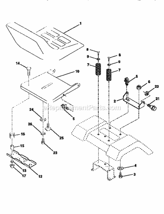 Page H Diagram and Parts List for 917258573  Craftsman Lawn Tractor