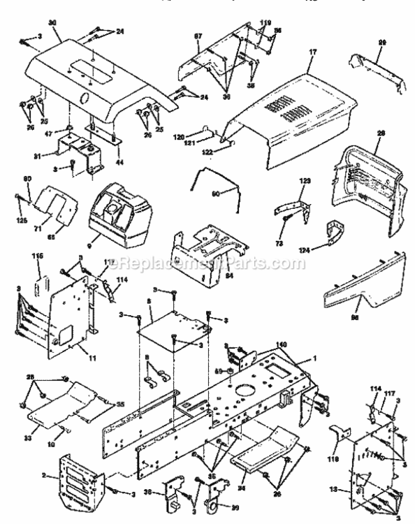 Page B Diagram and Parts List for 917258580  Craftsman Lawn Tractor