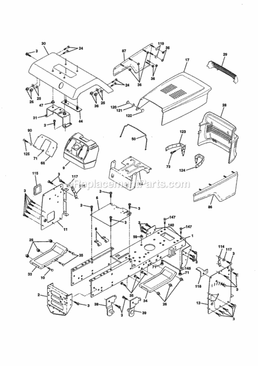 Page B Diagram and Parts List for 917258581  Craftsman Lawn Tractor