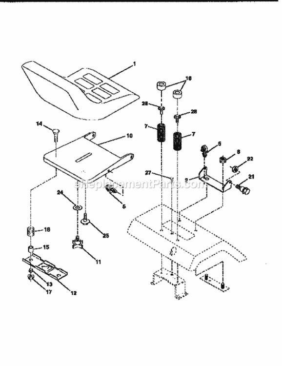 Page E Diagram and Parts List for 917258591  Craftsman Lawn Tractor