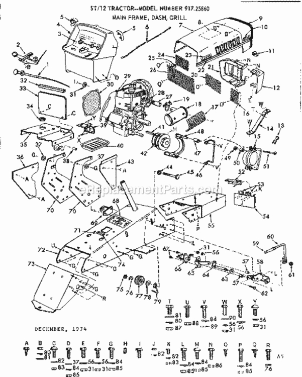 Page A Diagram and Parts List for 91725860  Craftsman Lawn Tractor