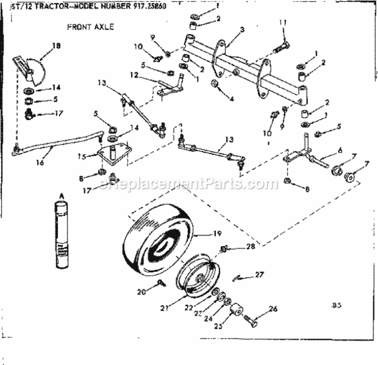 Page B Diagram and Parts List for 91725860  Craftsman Lawn Tractor