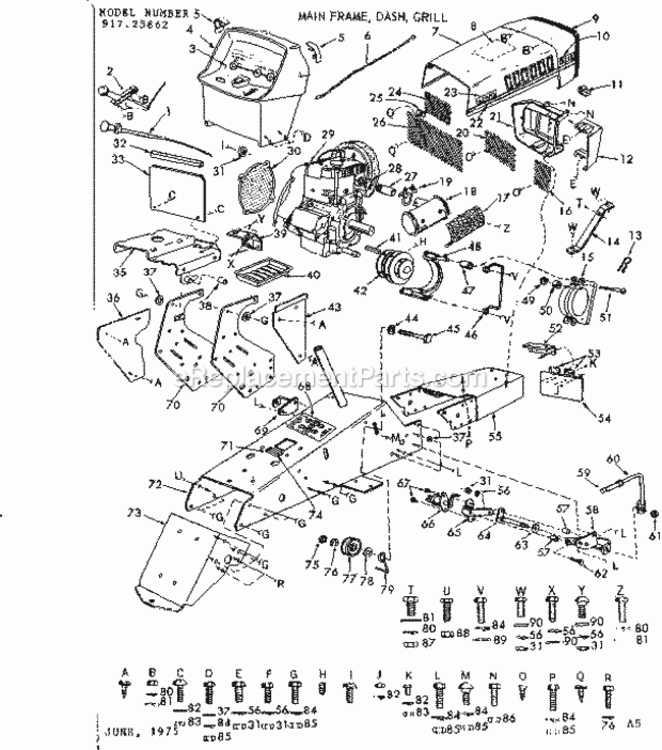 Page A Diagram and Parts List for 91725862  Craftsman Lawn Tractor