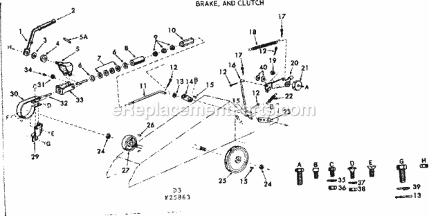 Page D Diagram and Parts List for 91725863  Craftsman Lawn Tractor