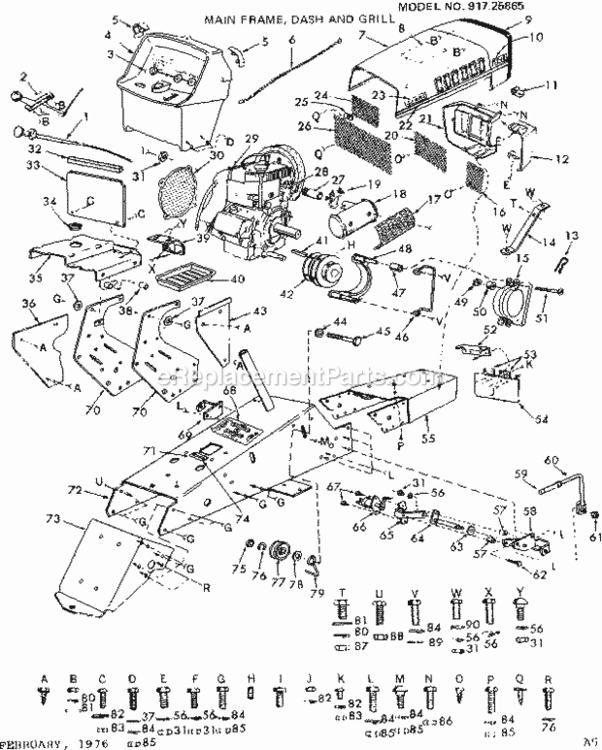 Page A Diagram and Parts List for 91725865  Craftsman Lawn Tractor