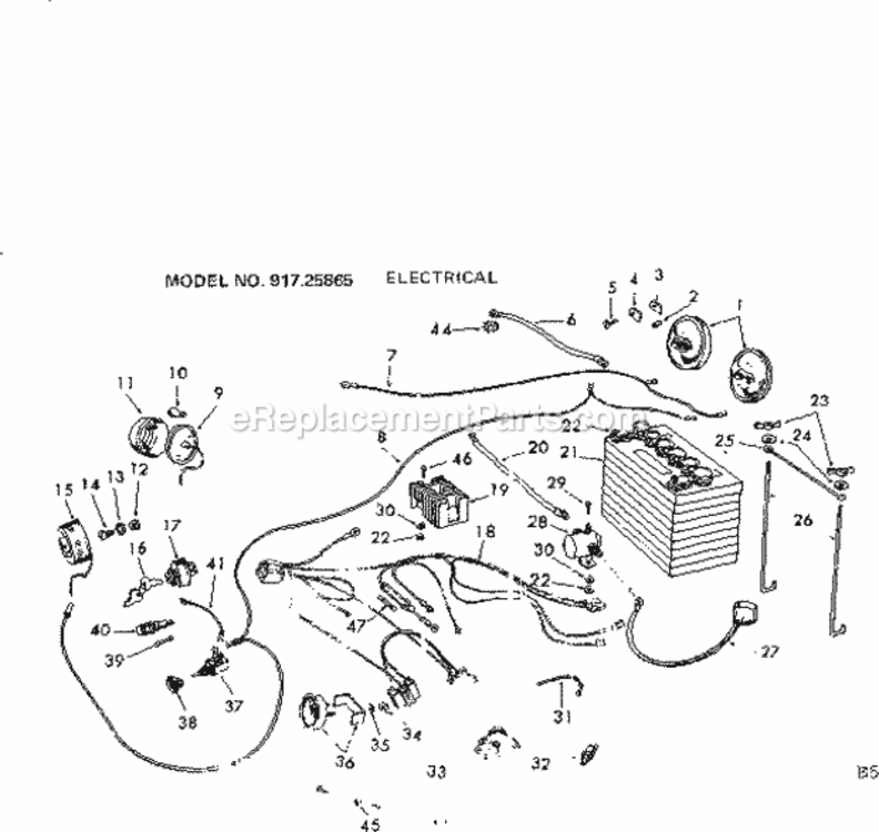 Page E Diagram and Parts List for 91725865  Craftsman Lawn Tractor