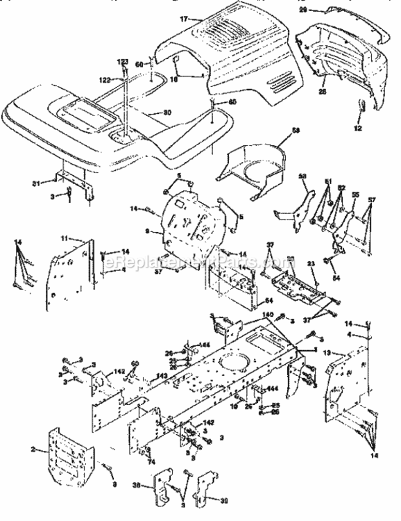 Page B Diagram and Parts List for 917258660  Craftsman Lawn Tractor