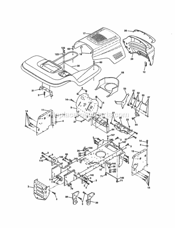 Page B Diagram and Parts List for 917258661  Craftsman Lawn Tractor