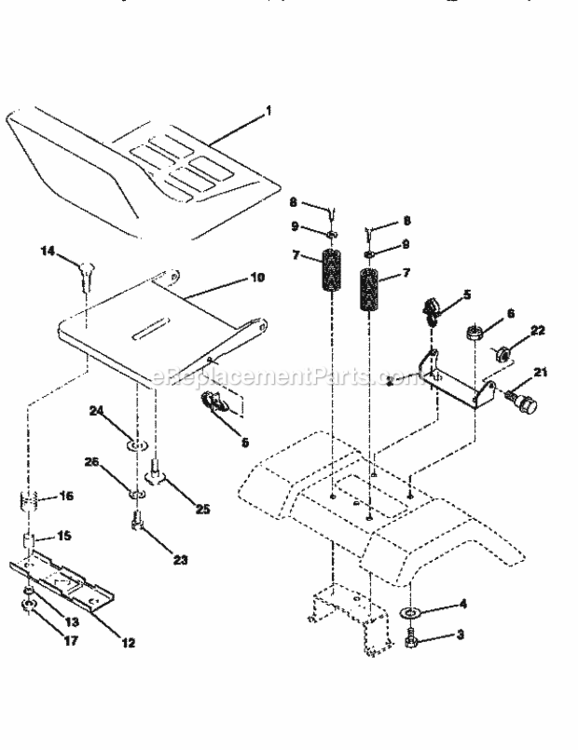 Page H Diagram and Parts List for 917258662  Craftsman Lawn Tractor