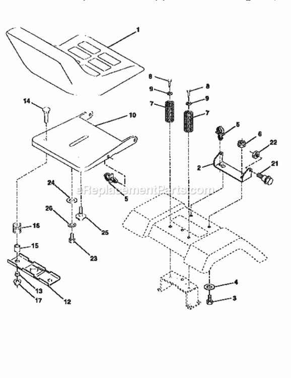 Page H Diagram and Parts List for 917258670  Craftsman Lawn Tractor
