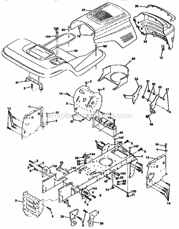 Page B Diagram and Parts List for 917258672  Craftsman Lawn Tractor