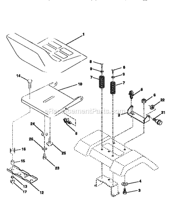 Page H Diagram and Parts List for 917258672  Craftsman Lawn Tractor