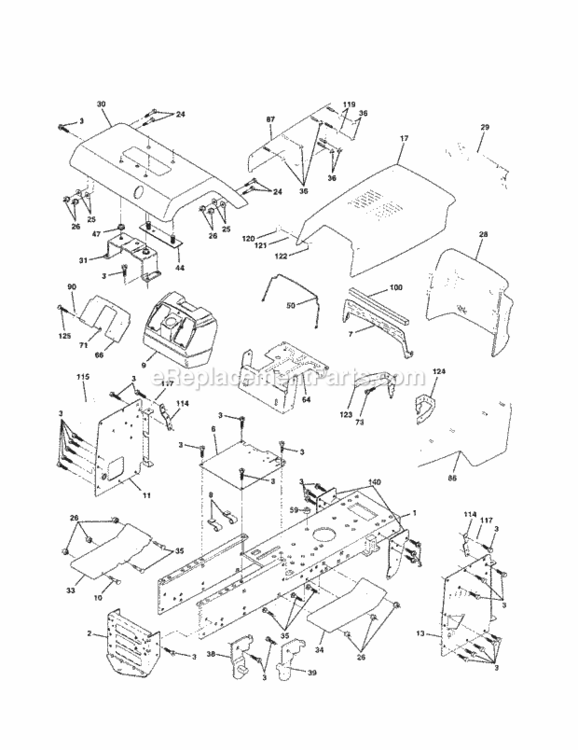 Page B Diagram and Parts List for 917258680  Craftsman Lawn Tractor