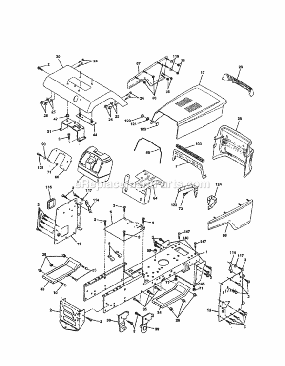 Page B Diagram and Parts List for 917258681  Craftsman Lawn Tractor