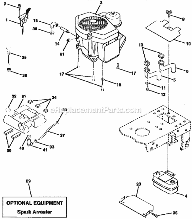 Page E Diagram and Parts List for 917258684  Craftsman Lawn Tractor