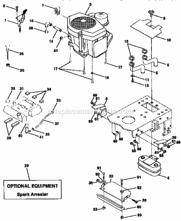 Page E Diagram and Parts List for 917258690  Craftsman Lawn Tractor