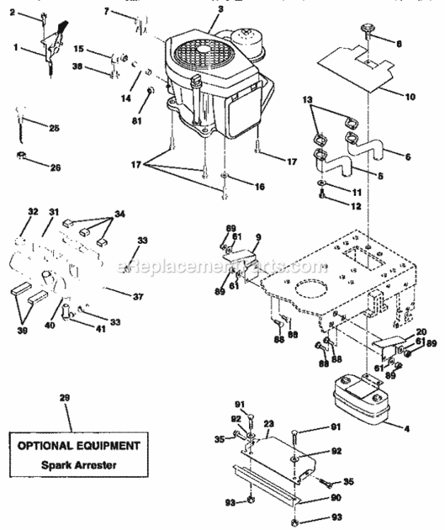 Page E Diagram and Parts List for 917258692  Craftsman Lawn Tractor