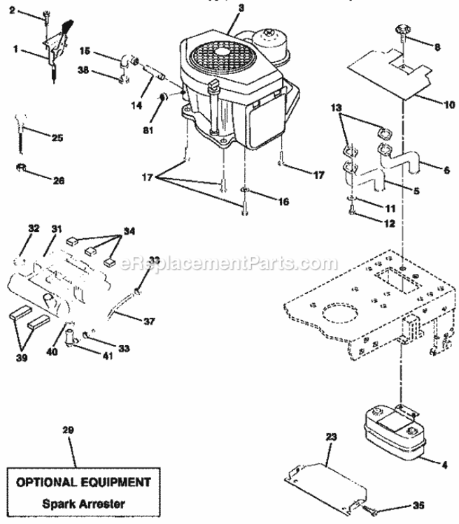 Page E Diagram and Parts List for 917258693  Craftsman Lawn Tractor