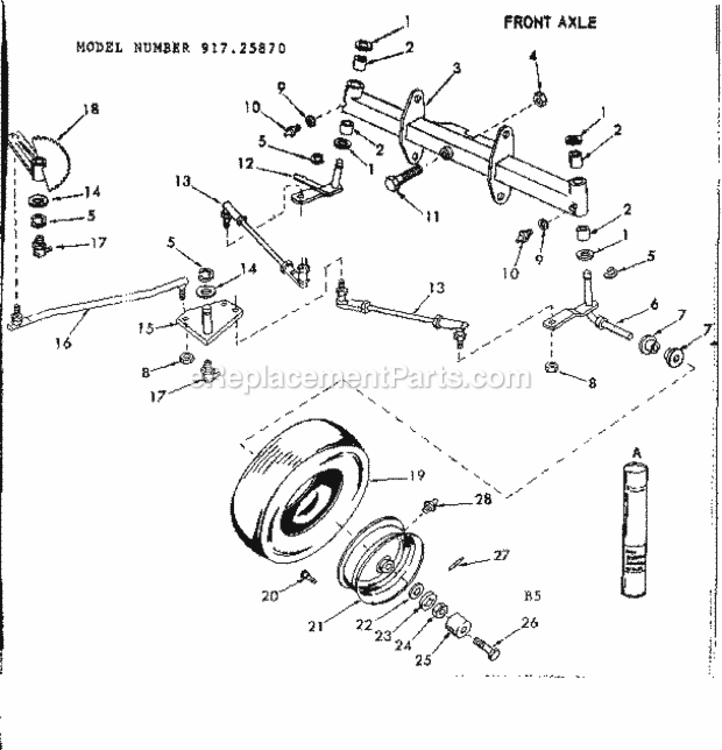 Page B Diagram and Parts List for 91725870  Craftsman Lawn Tractor