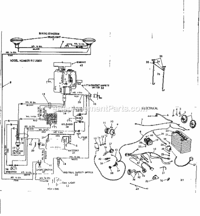 Page E Diagram and Parts List for 91725870  Craftsman Lawn Tractor