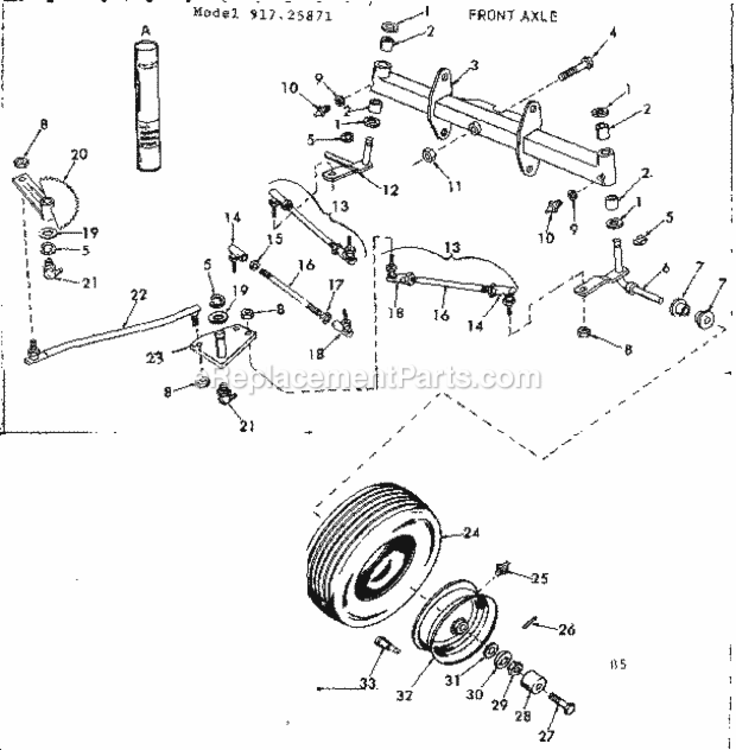Page B Diagram and Parts List for 91725871  Craftsman Lawn Tractor