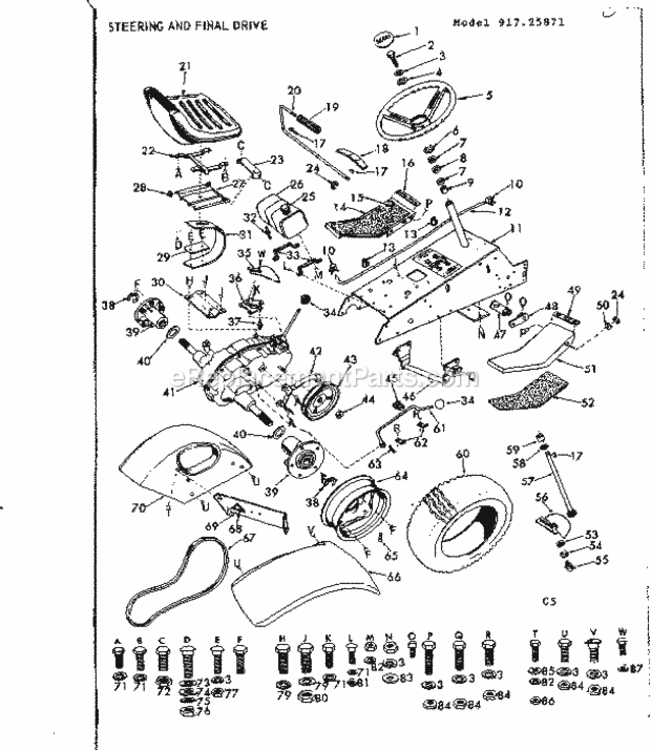 Page C Diagram and Parts List for 91725871  Craftsman Lawn Tractor