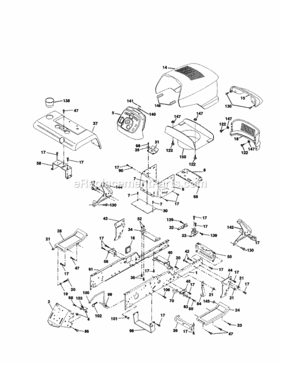 Page B Diagram and Parts List for 917258780  Craftsman Lawn Tractor
