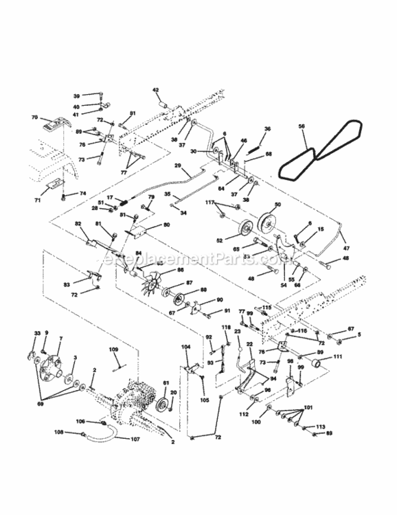 Page C Diagram and Parts List for 917258780  Craftsman Lawn Tractor